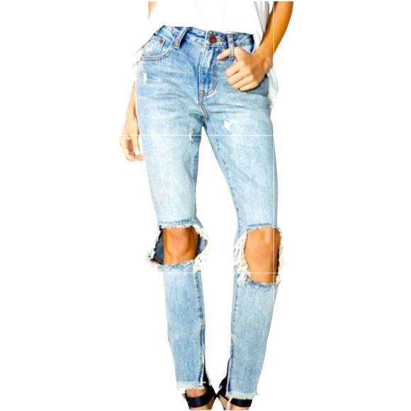 One Teaspoon Denim - One Teaspoon Womens Size 28 Freebirds Jeans Low Waist Rigid Skinny Leg Holes